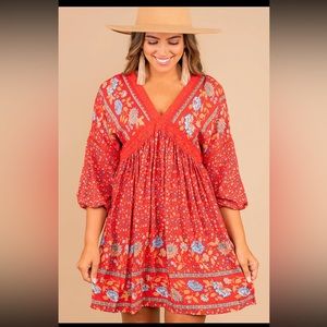 Beautiful red floral mini dress